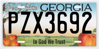 GA license plate PZX3692