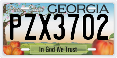 GA license plate PZX3702