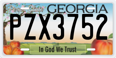 GA license plate PZX3752