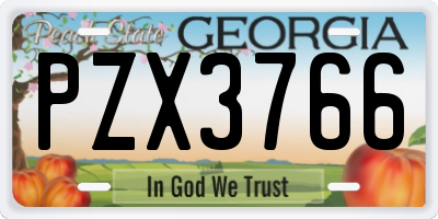 GA license plate PZX3766