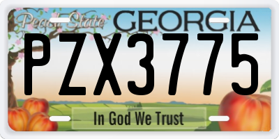 GA license plate PZX3775