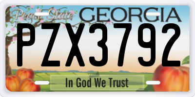 GA license plate PZX3792