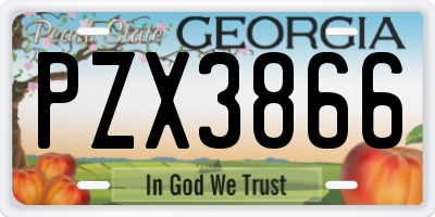 GA license plate PZX3866