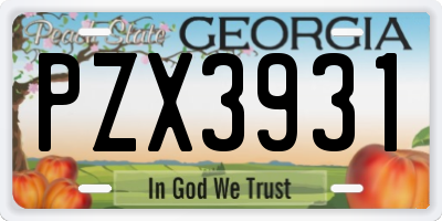 GA license plate PZX3931