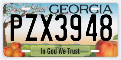 GA license plate PZX3948