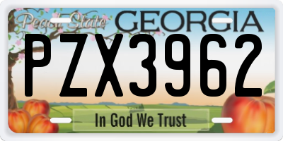 GA license plate PZX3962