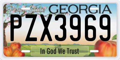 GA license plate PZX3969
