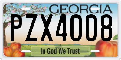 GA license plate PZX4008