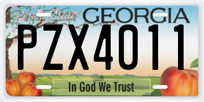 GA license plate PZX4011