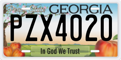 GA license plate PZX4020