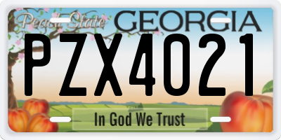 GA license plate PZX4021