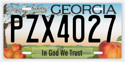 GA license plate PZX4027