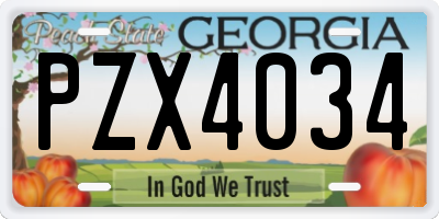 GA license plate PZX4034