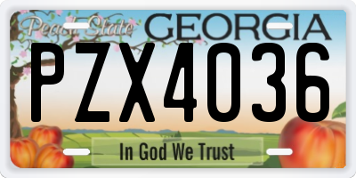 GA license plate PZX4036