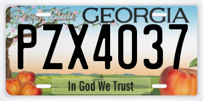 GA license plate PZX4037