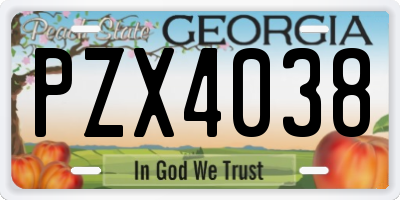 GA license plate PZX4038