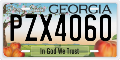 GA license plate PZX4060