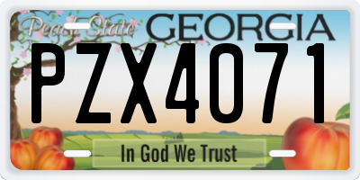 GA license plate PZX4071