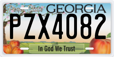 GA license plate PZX4082