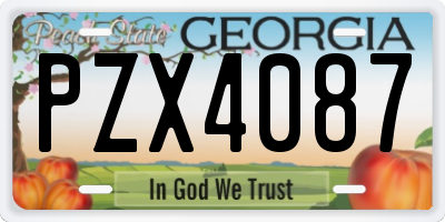 GA license plate PZX4087