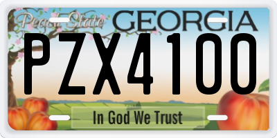 GA license plate PZX4100