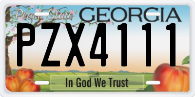 GA license plate PZX4111