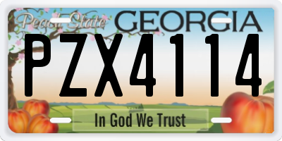 GA license plate PZX4114