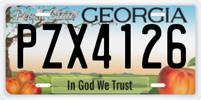 GA license plate PZX4126