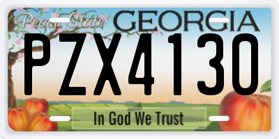 GA license plate PZX4130