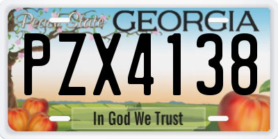 GA license plate PZX4138