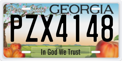 GA license plate PZX4148