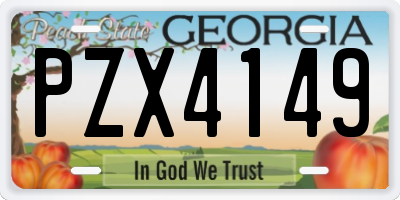 GA license plate PZX4149