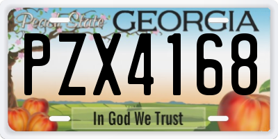GA license plate PZX4168