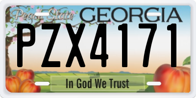 GA license plate PZX4171