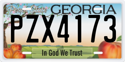 GA license plate PZX4173
