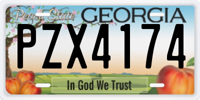 GA license plate PZX4174