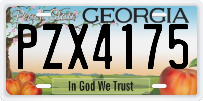 GA license plate PZX4175