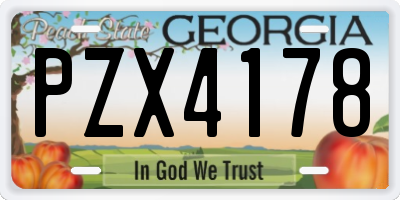 GA license plate PZX4178