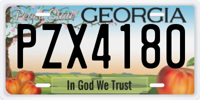 GA license plate PZX4180