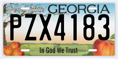 GA license plate PZX4183