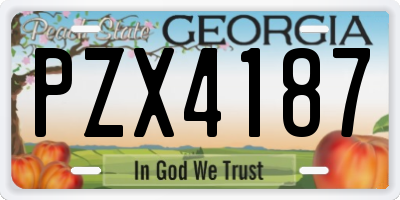 GA license plate PZX4187