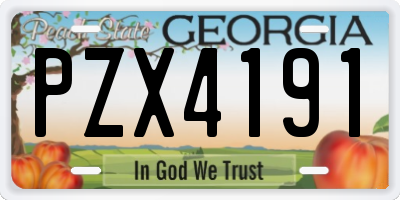 GA license plate PZX4191