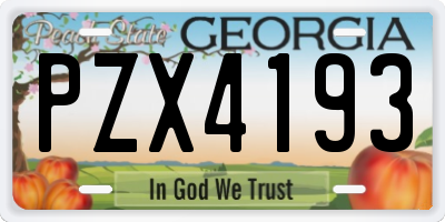 GA license plate PZX4193