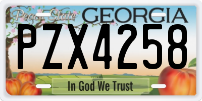 GA license plate PZX4258