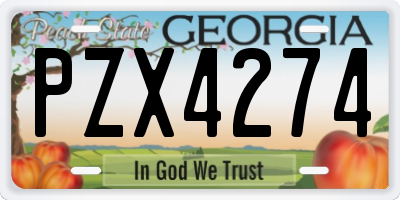 GA license plate PZX4274