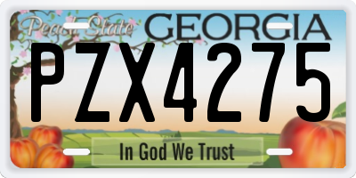 GA license plate PZX4275