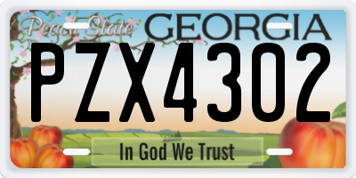 GA license plate PZX4302