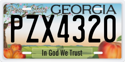 GA license plate PZX4320