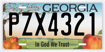 GA license plate PZX4321