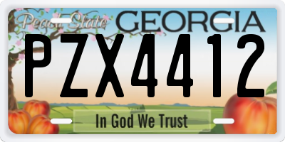 GA license plate PZX4412